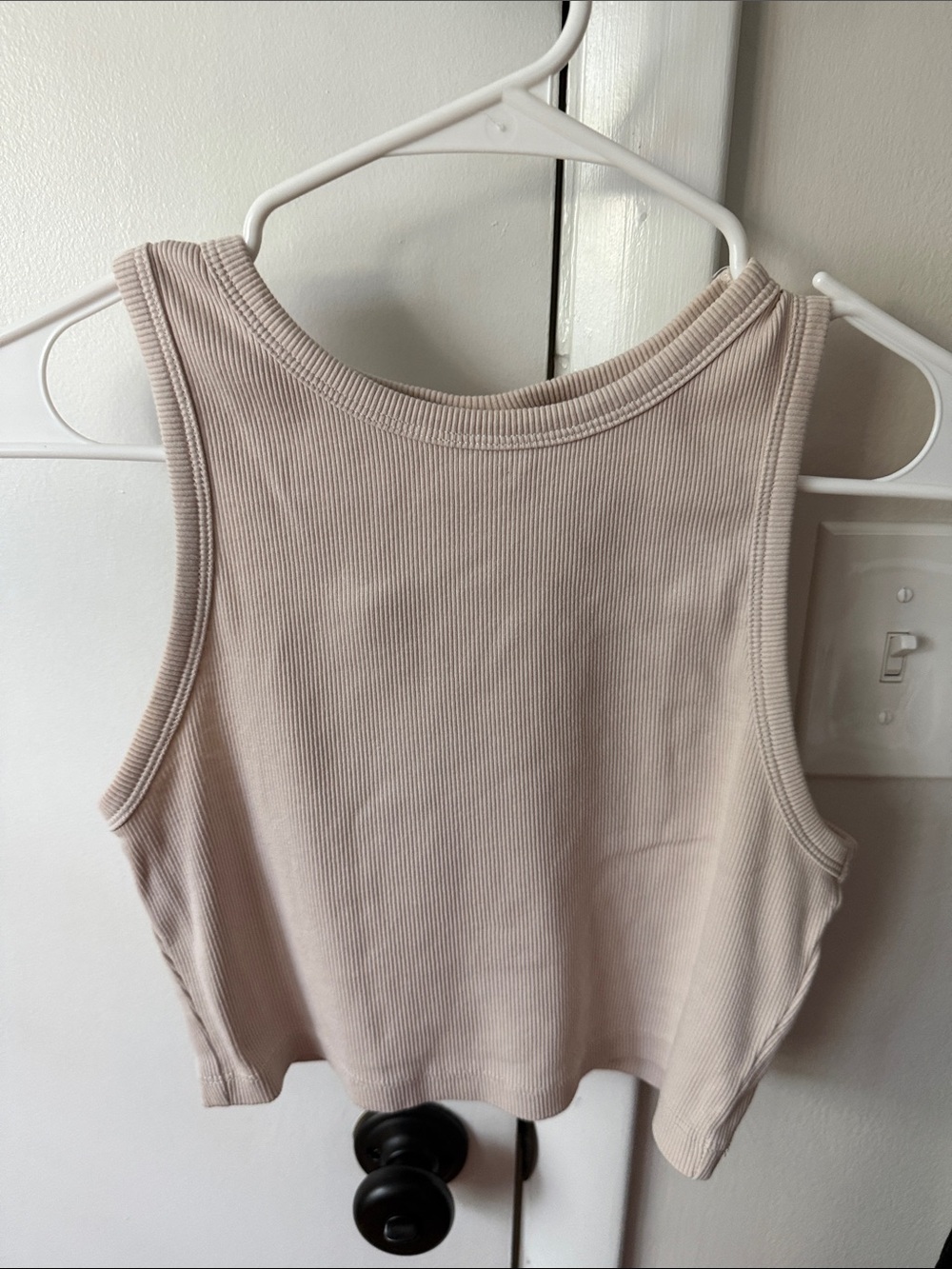 H&M Neutral Ribbed Crop Tank Top - Pale Beige
